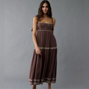 NWT AE Empire Waist Embroidered Midi Dress